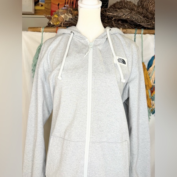 The North Face Women’s XL Full Zip Hoodie Gray Long Sleeve Sweatshirt Logo - Picture 3 of 9